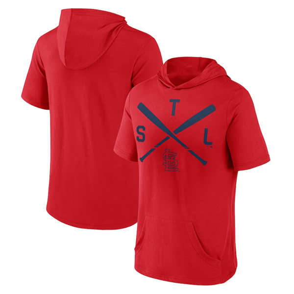 Men's St. Louis Cardinals Red Short Sleeve Pullover Hoodie Men's St. Louis Cardinals Red Short Sleeve Pullover Hoodie